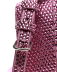 Strass Suede Hourglass Top Handle Bag XS Pink