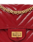 Aged Calfskin Chevron Quilted 2.55 Reissue Mini Flap Dark Red