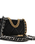 Lambskin Quilted CHNL 19 Wallet On Chain WOC Black