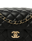 Lambskin Quilted Mini Rectangular Flap Black