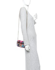 Tweed Calfskin Spicy Check Super Mini GG Marmont Shoulder Bag Pink Multicolor Mystic White