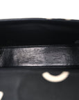 Canvas Quilted Letter Printed Flap Black