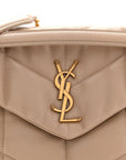 Lambskin Quilted Small Loulou Puffer Monogram Chain Satchel Dark Beige