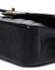 Caviar Quilted Small Double Flap Black