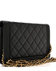 Lambskin Quilted Boy Wallet On Chain WOC Black