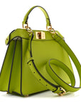 Vitello Seta Shiny Nappa Small Peekaboo I SEE U Satchel Wasabi White