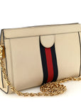 Textured Calfskin Web Small Ophidia Chain Shoulder Bag Mystic White