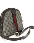 GG Supreme Monogram Textured Dollar Calfskin Web Small Ophidia Dome Shoulder Bag Beige Ebony New Acero