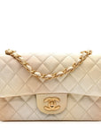 Metallic Goatskin Quilted Mini Rectangular Flap Gold