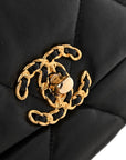 Goatskin Quilted Medium CHNL 19 Flap Black