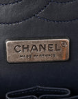 Metallic Snakeskin Jumbo Double Flap Blue