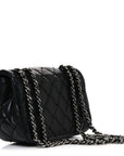 Lambskin Quilted Beaded Extra Mini Rectangular Flap Black
