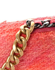Wool Tweed Lambskin Quilted CHNL 19 Wallet On Chain WOC Coral Pink