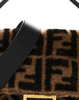 Shearling Vitello Dolce Macro FF 1974 Baguette Tobacco Black