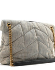 Denim Quilted Medium Loulou Puffer Monogram Chain Satchel Rodeo Blue