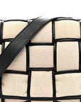 Canvas Intrecciato Padded Cassette Crossbody Bag Natural Black