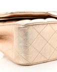 Metallic Lambskin Quilted Medium Double Flap Gold Black
