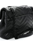 Soft Calfskin Matelasse Medium GG Marmont Shoulder Bag Black