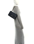 Caviar Quilted Medium Double Flap Navy
