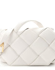 Nappa Intreccio Padded Top Handle Shoulder Bag White