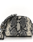 Calfskin Snakeskin Embossed Shutter Camera Crossbody Bag Black White
