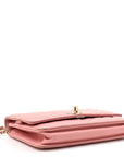 Lambskin Chevron Quilted Trendy CC Wallet On Chain WOC Pink