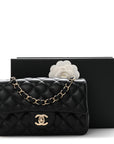 Lambskin Quilted Mini Rectangular Flap Black