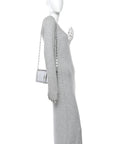 Metallic Crocodile Embossed Calfskin Greca Goddess Wallet On Chain Silver