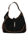 Nubuck Medium New Jackie Shoulder Bag Black Orange