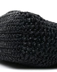 Yarn Raffia Effect Crochet Small Logo Tote Black
