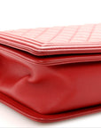 Calfskin Quilted New Medium Boy Flap Red