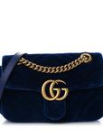 Velvet Matelasse Mini GG Marmont Shoulder Bag Cobalt Blue
