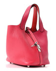 Taurillon Clemence Tri-Color Picotin Lock 18 PM Rose Extreme Rose Mexico Rouge De Coeur
