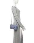 Tweed Quilted Mini Rectangular Flap Blue White