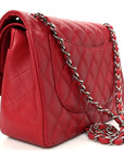 Caviar Quilted Jumbo Double Flap Dark Red