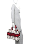 Canvas Embroidered Medium D1ORamour Graffiti Book Tote Latte Multicolor