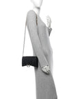 Shiny Calfskin Crocodile Embossed Hourglass Chain Bag Black