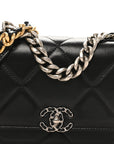 Lambskin Quilted CHNL 19 Wallet On Chain WOC Black