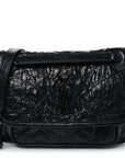 Crinkled Calfskin Matelasse Monogram Baby Niki Chain Satchel Black