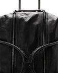 Agneau Silver Hardware Duffle Carry On Travel Bag Black