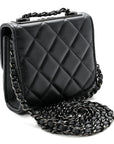 Lambskin Quilted Mini Trendy CC Chain Wallet So Black