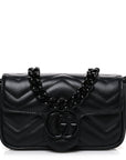 Calfskin Matelasse Monochrome GG Marmont Chain Belt Bag Black