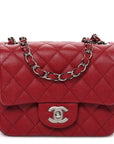Caviar Quilted Mini Square Flap Red