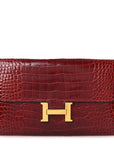 Shiny Alligator Constance Long Wallet Rouge Vif