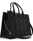 Calfskin Macro Cannage Medium Book Tote Black