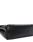 Calfskin Y Quilted Monogram Medium Loulou Chain Satchel Black