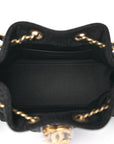 Washed Denim Quilted Mini CHNL 25 Handbag Black