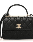 Lambskin Quilted Small Trendy CC Dual Handle Flap Bag Black