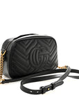 Calfskin Matelasse Small GG Marmont Chain Shoulder Bag Black
