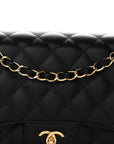 Caviar Quilted Jumbo Double Flap Black